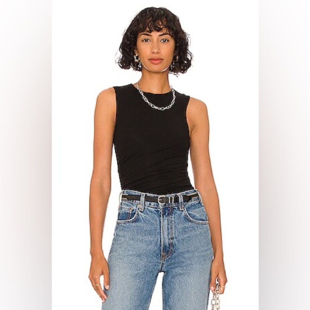 All The Ways Harleigh Ruched Basic Tank In Black Sz Small
